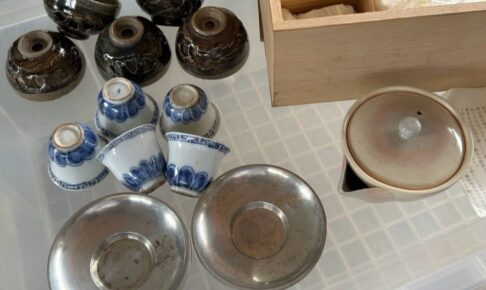 煎茶道具 中国の煎茶碗や錫製の茶托など 買取 総社市清音エリア