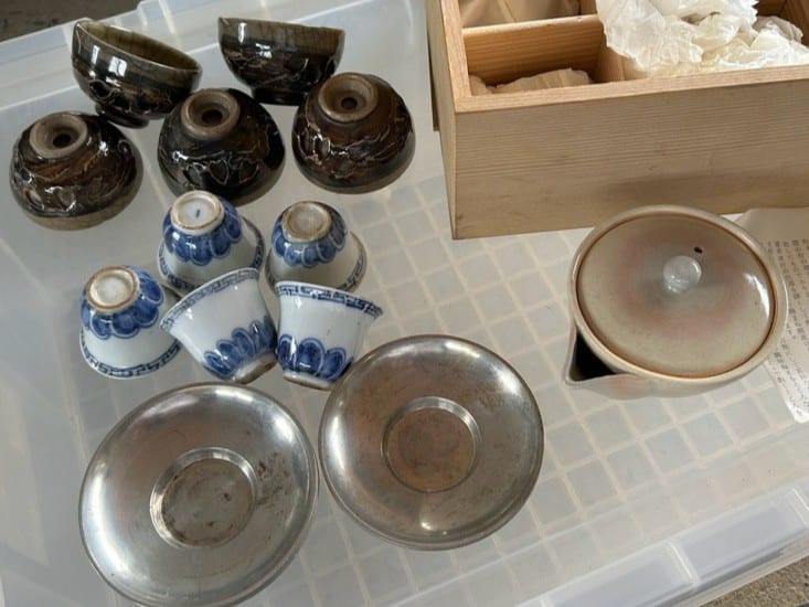 煎茶道具 中国の煎茶碗や錫製の茶托など 買取 総社市清音エリア